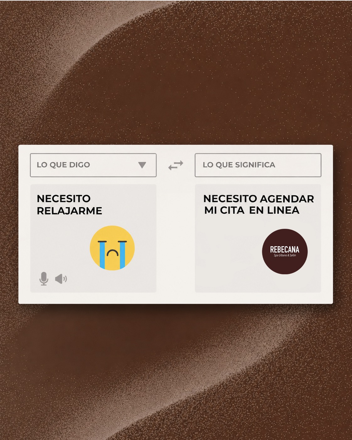 Pieza de tendencia con un traductor: necesito relajarme, necesito agendar mi cita