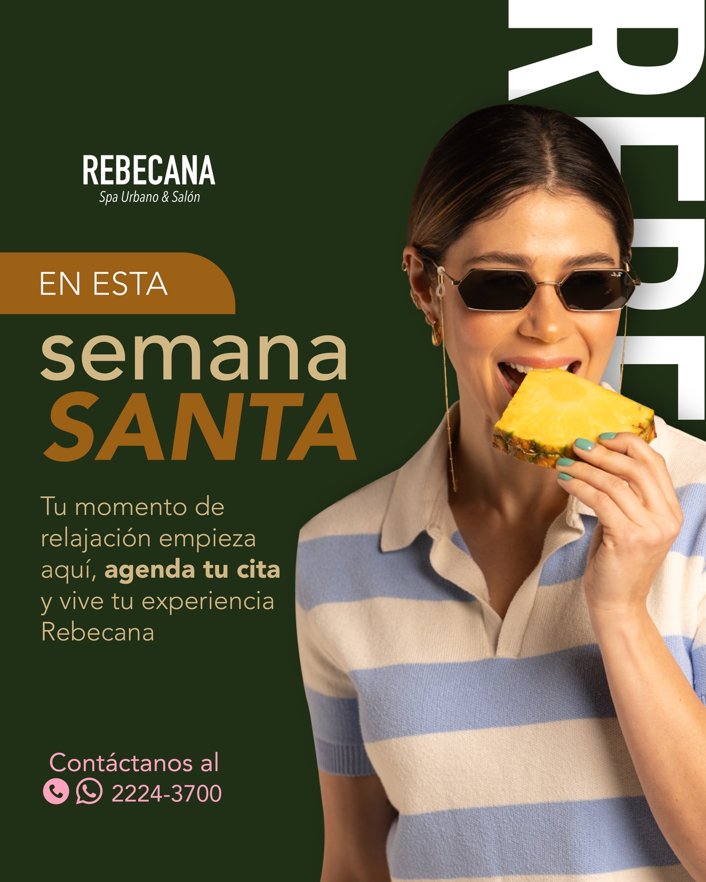 Pieza de Semana Santa con modelo mordiendo una rodaja de pina