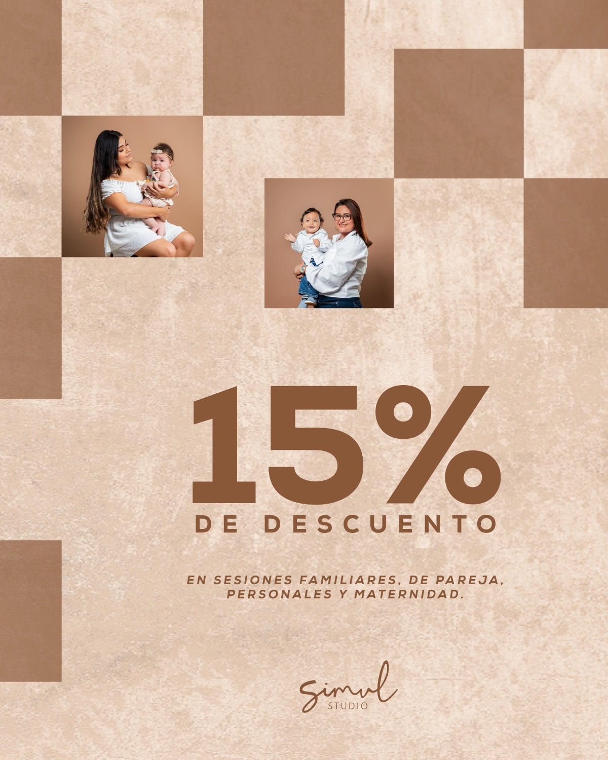 Promocion del 15% en sesiones familiares, de pareja y maternidad