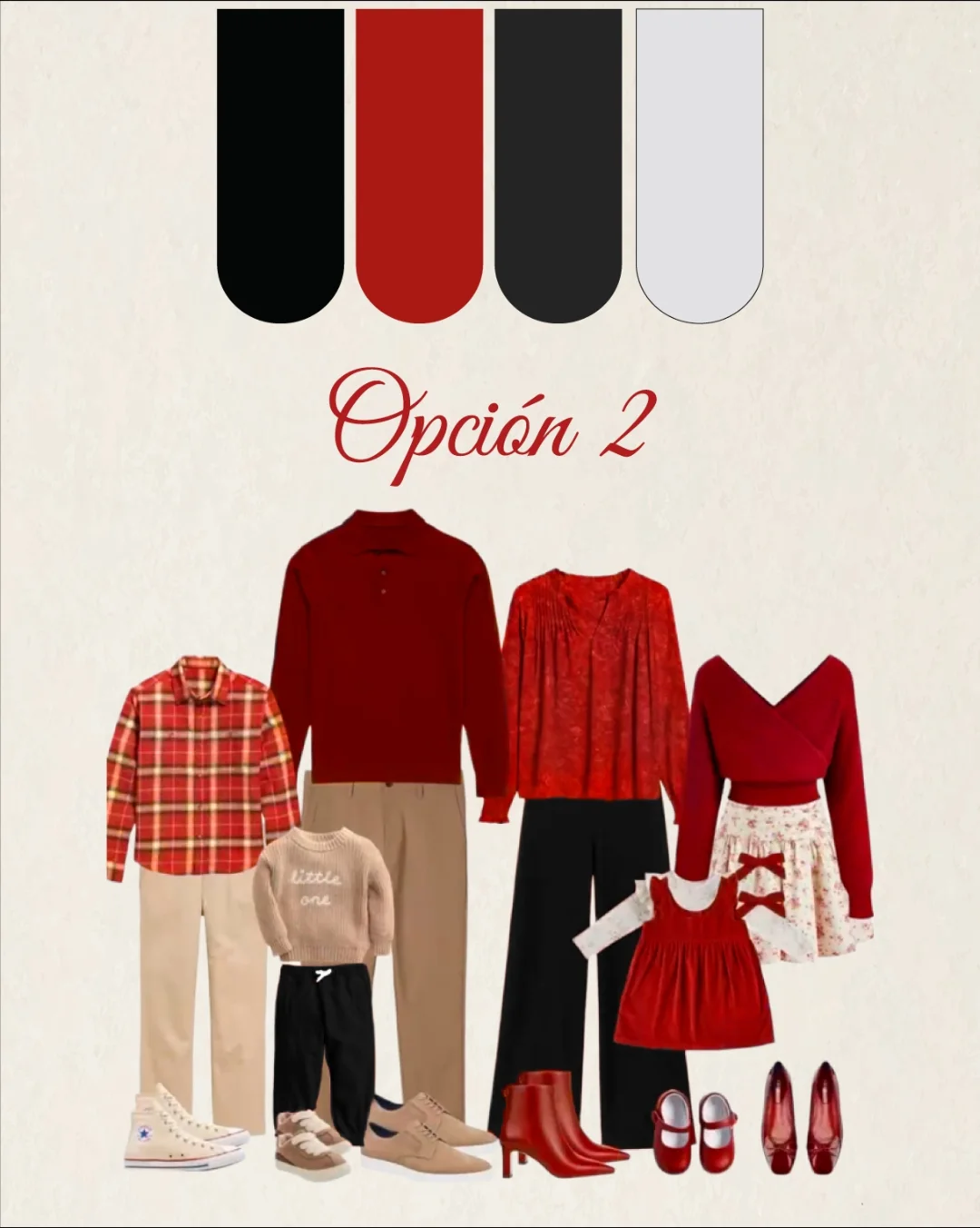 Recomendacion de vestuario en rojo y negro