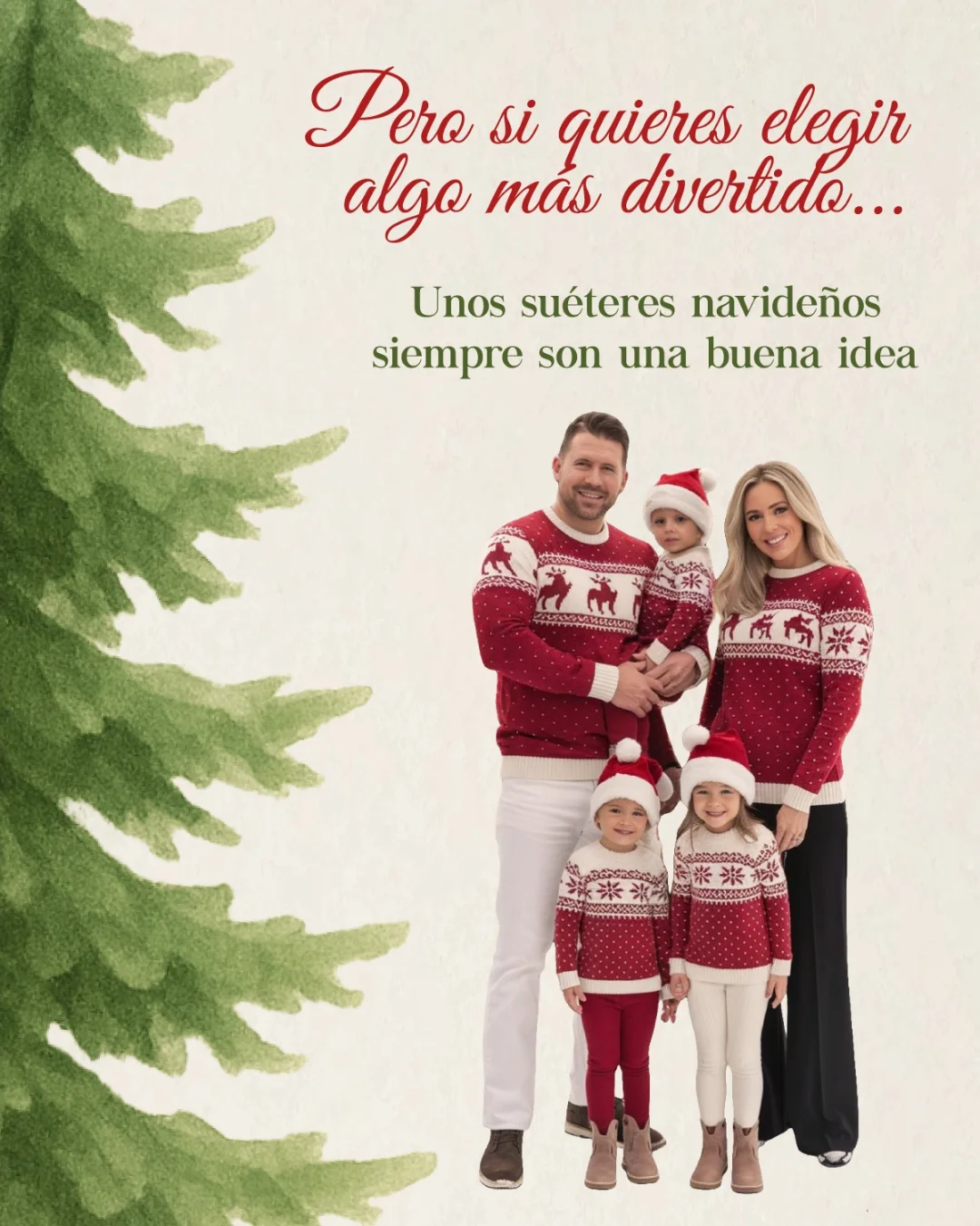 Familia con sueteres navidenos a juego