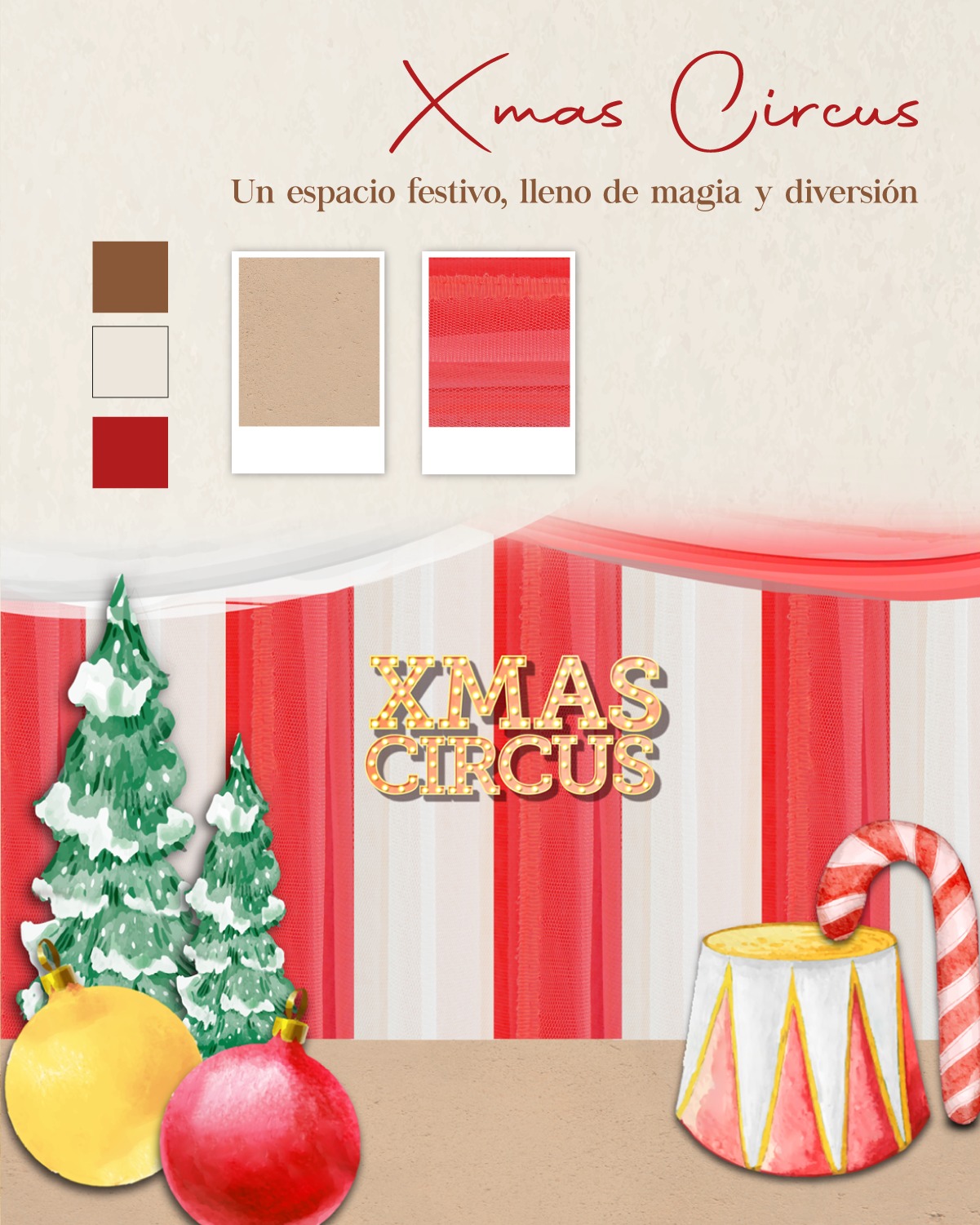 Moodboard ilustrado del set Xmas Circus